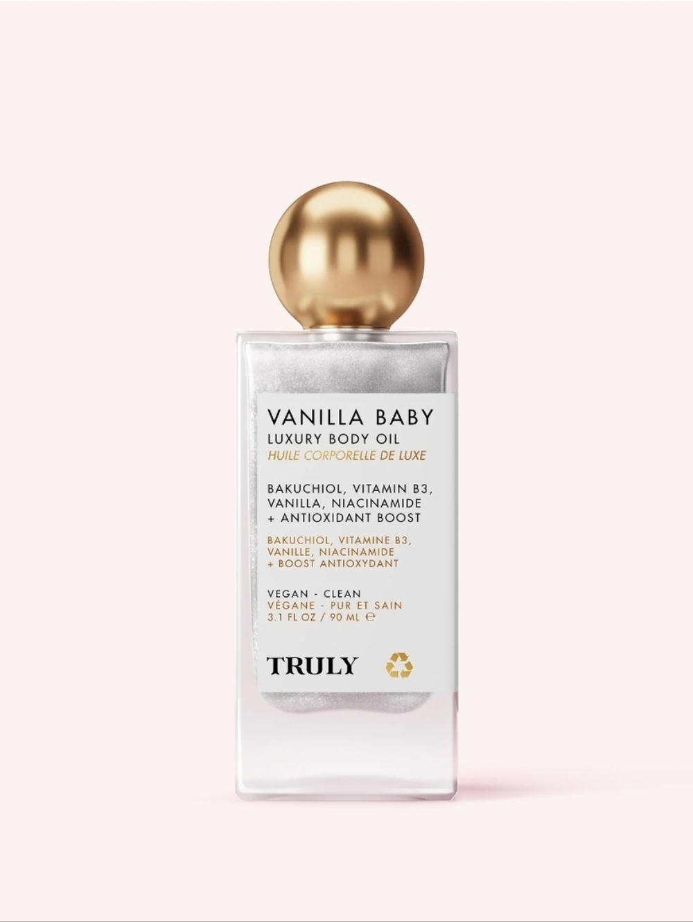 TRULY Vanilla Baby Luxury Body Oil - Gold & White Bottle